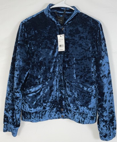 Neu mit Etikett Joe’s Jeans Lexi Crushed Velvet Damenjacke mit Reißverschluss vorne – blau – Größe Small - Bild 2 von 7