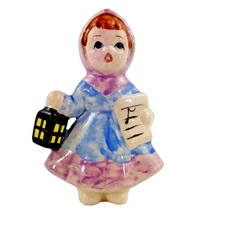 Vintage Pie Bird Vent Funnel ENGLAND Choir Girl w/ lantern ceramic pottery 4"