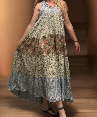 Stitch Drop Prairie Maxi Dress Cotton Ditsy Floral Cottagecore Boho Women XS EUC