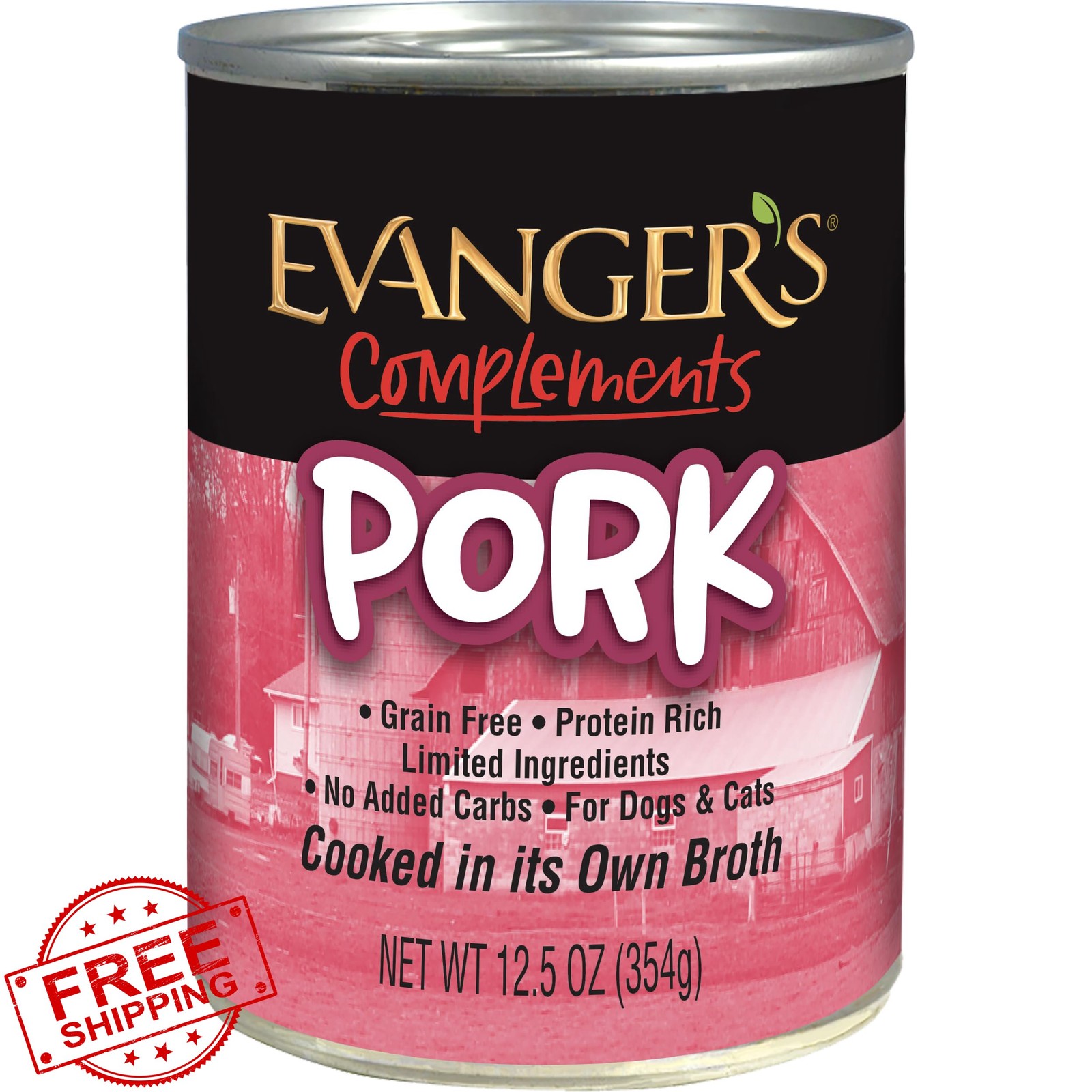 Evanger's Grain Free Pork Complements, 12ct 12.5oz Wet Dog Food