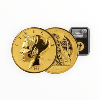 Smithsonian 1 oz Gold 1921 Weinman Peace Dollar UHR NGC PF70UC