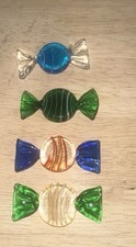 4 pcs Vintage Murano Style Various Flat Glass Sweets Blown Glass Candy