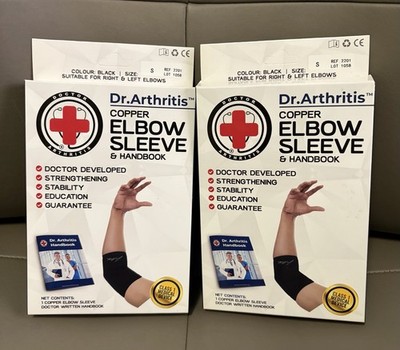 BNWB DOCTOR DEVELOPED COPPER ELBOW BRACE SUPPORT SLEEVE LOT OF 2 US SMALL (S)