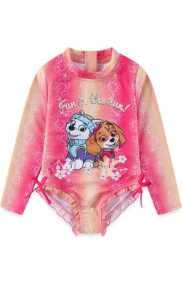 Nickelodeon PAW Patrol Girls One Piece Swimsuit Long Sleeve Floral UV Size 5