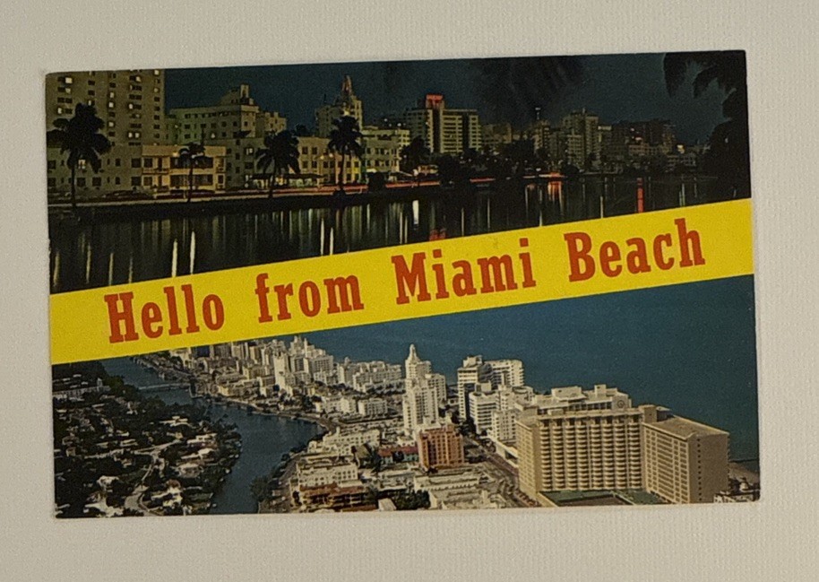 Multi View Hello From Miami Beach Florida Banner Postcard