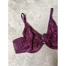 VTG Oscar De La Renta Lace Underwire Bra in Deep Plum 38D