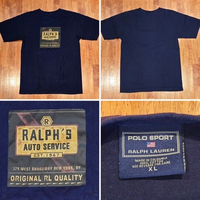 Vtg 90's Polo Sport Ralph Lauren Ralph's Auto Service Graphic T-Shirt Sz XL Blue