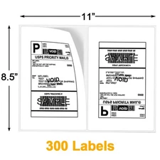 300 Shipping Labels 8.5x5.5 Half Sheets Self Adhesive Blank Label 2 Per Sheet US