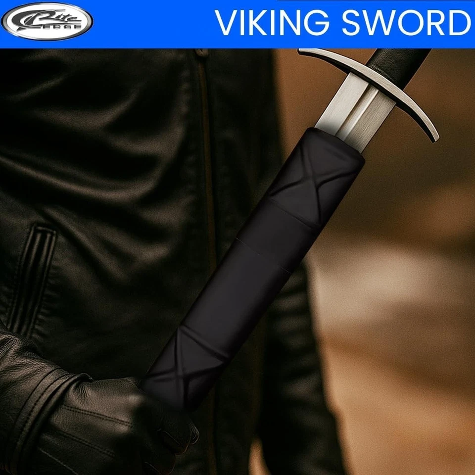 Espada vikinga funcional con mango de pomo lobulado funda réplica nórdica AR*SD 39" Foto 2 de 4