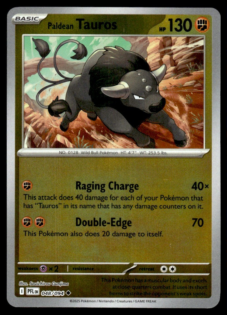 Paldean Tauros #48 R HOLO - Pokemon Phantasmal Flames - NM