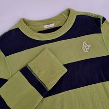 Abercrombie Fitch Mens L Striped Long Sleeve Muscle Shirt Green Navy Y2K 90s