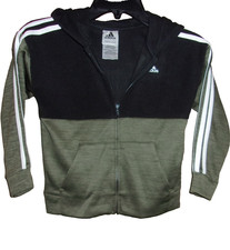 ADIDAS Long Sleeve Black  Gray Hooded Jacket Boy's Size: 5 NWT 30