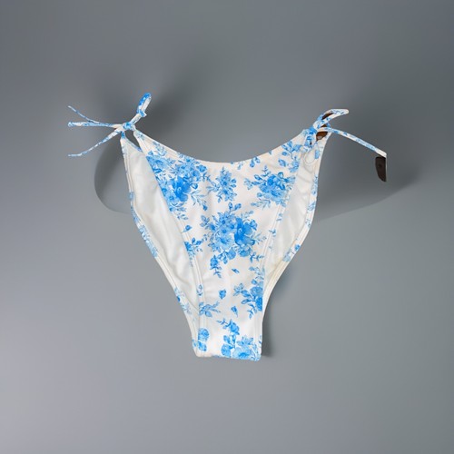 Wild Fable Damen XS Bikinihose Blau Blumen Seitenbindung Verstellbar Frech Neu