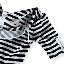 Banana Republic Striped Sheath Dress Black White Zipper Sleeve Size 4 RN 54023