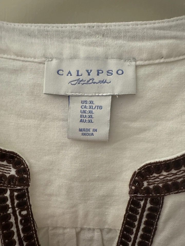 Blusa de linho Calypso St. Barth, design floral bordado, manga longa, pêssego - Imagem 3 de 4