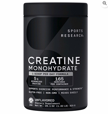 Sports Research Micronized Creatine Powder Unflavored  29.1oz (825g)= 165serving