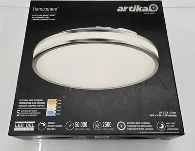 Artika Hemisphere LED Flush Mount Light Dimmable Selectable White Chrome 14.9in