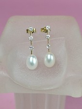 boucles d oreilles or 18 carats Perle Et Zirconium