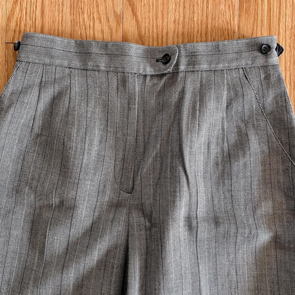 Pantalón Harve Benard Vintage Gris Rayas Lana Mujer 12 Petite Foto 3 de 4