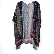 Suzanne Betro Kimono Bohemian Floral Short Kimono Blue Green Size Medium