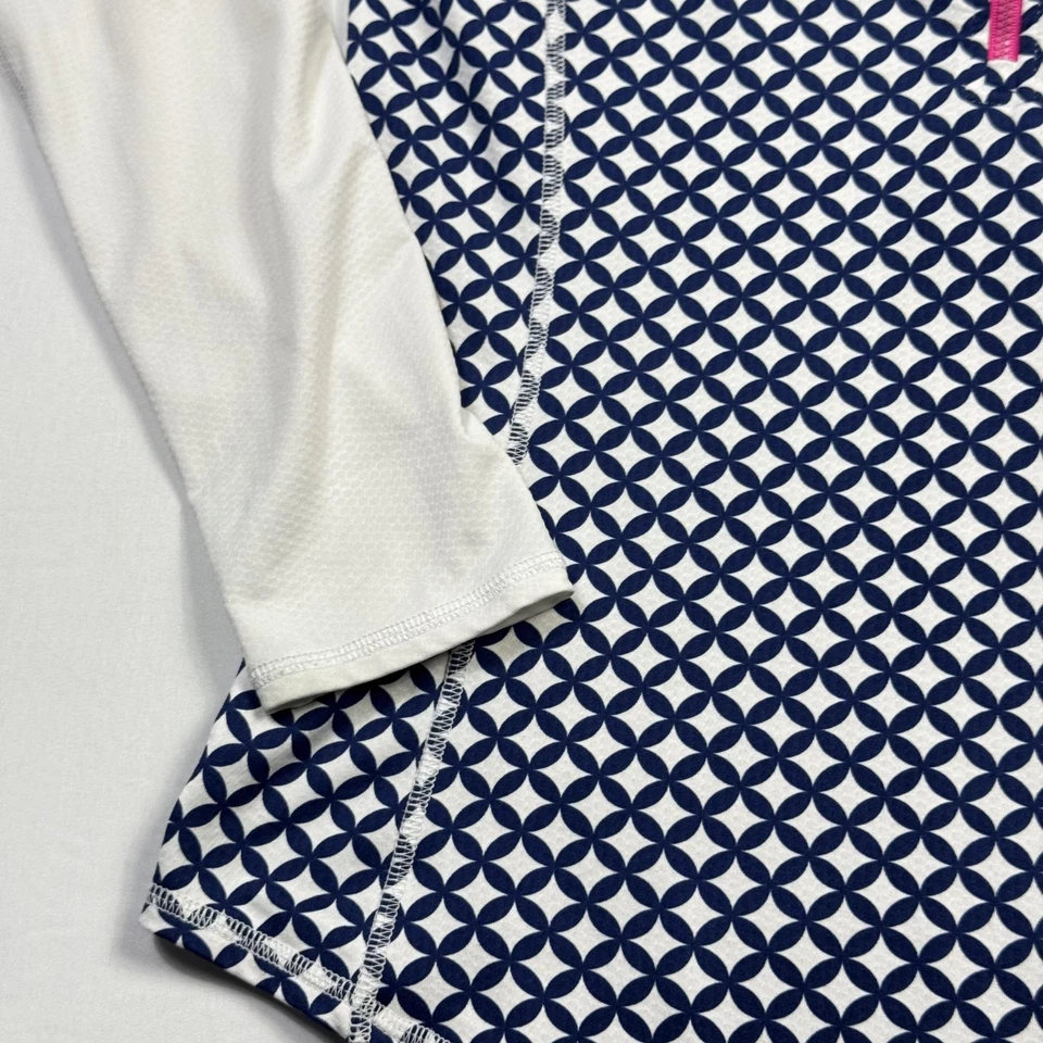 Jofit 1/4 молнии рубашка для гольфа женщин средний синий белый геометрический пуловер Athletic - Изображение 4 из 4