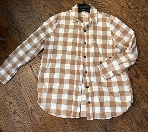J.Crew Plaid Flannel Shirt Jacket Women's Size Small Cotton Button Pockets
