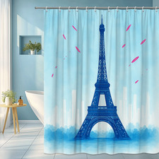 Blue Eiffel Tower Shower Curtain - Paris Decor for Bathroom