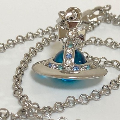 Vivienne Westwood ネックレス　ブルー Vivienne Westwood Necklace Tiny Orb Silver light blue w/Pouch NO