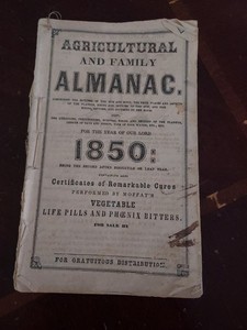 Vintage Agricultural And Family Almanac 1850
