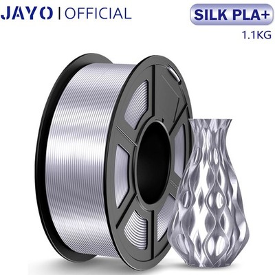 JAYO Silver Silk PLA+ 1.75mm 1.1KG FDM 3D Printer Filament Shiny Metallic Neatly