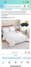 YOUR MOON Summer Lightweight Wool Comforter - Breathable & Thin Duvet Insert for