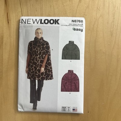 New Look N6768 Capes 2 Styles Sewing Pattern S-M-L-XL-XXL  (8-26) Easy new/uncut