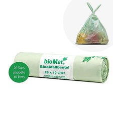 bioMat Sac Poubelle Compostable 10l avec Poignée, 26 sacs, Qualité Supérieure...