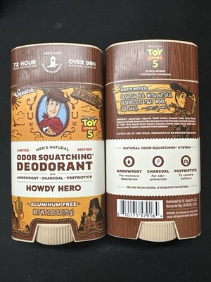 Lot of 2 - Dr. Squatch Toy Story 5 Howdy Hero Woody Deodorant 2.65oz