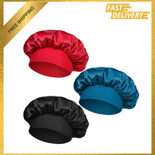 Kids Satin Bonnet Hair Cover for Sleeping Washing Stying, 3 Pack, Baby Girls