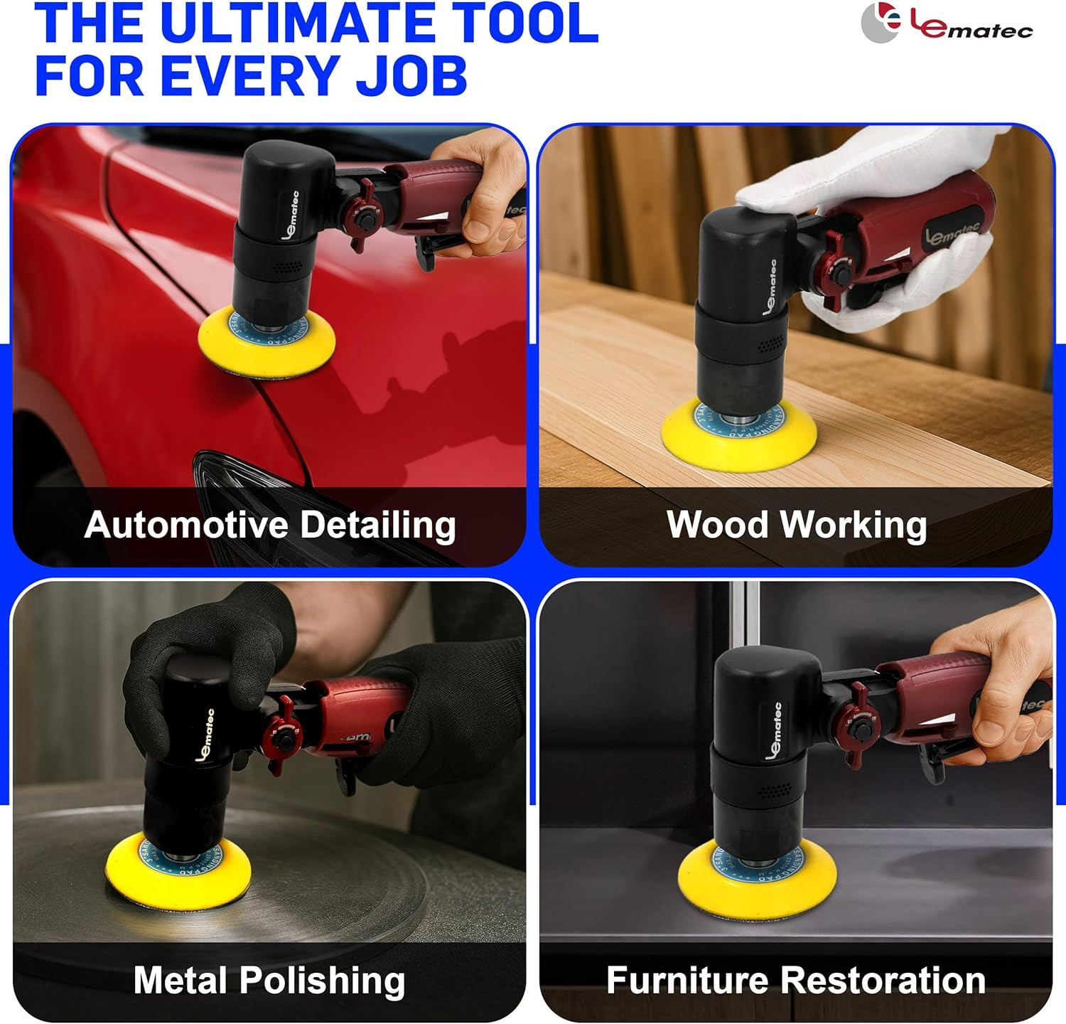 3-Inch Flexible Head Air Sander Polisher - 5000 RPM, Lightweight & Versatile
