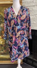 Lands End Blue Colorful Paisley Dress Slimming Nylon And Spandex Size Small