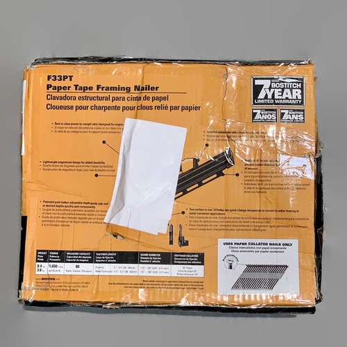 BOSTITCH F33PT 33Degree Paper Tape Framing Nailer / Metal Connector
