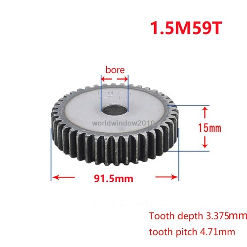 45# Ingranaggio a Spurone Acciaio 1.5M12T-60T Metal Mod 1.5 Pignone Ingranaggio 12-60 Denti Moter Gear - Foto 60 di 61