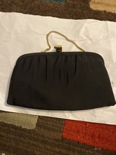 After Five Black Satin Clutch w/ Chain Coin Purse 10.5 X6