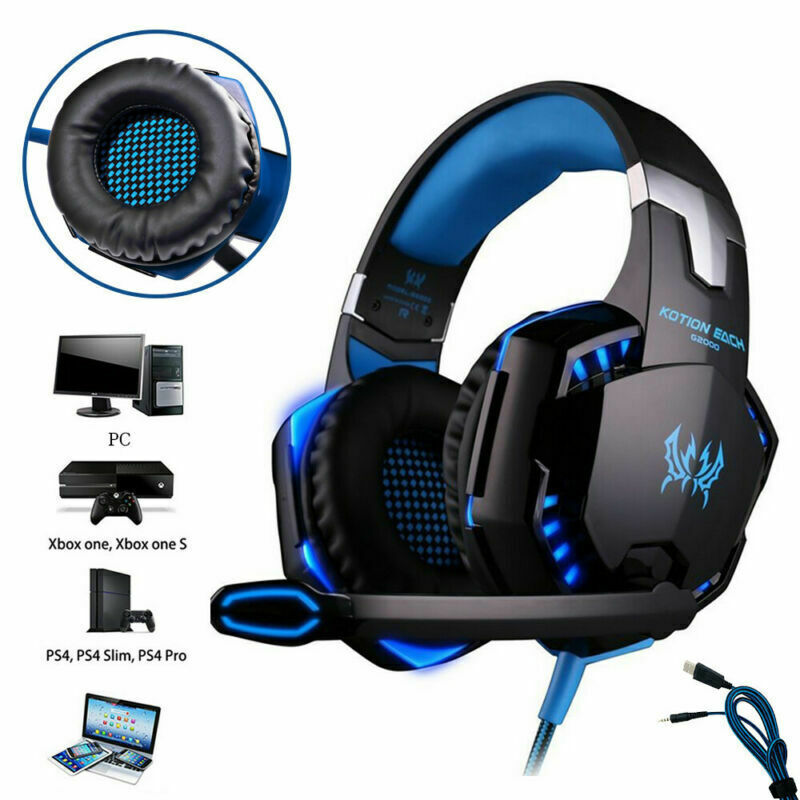 Gaming Headset for Xbox One PS4 PC Over Ear Headphones Noise Cancelling Mic LED-image
