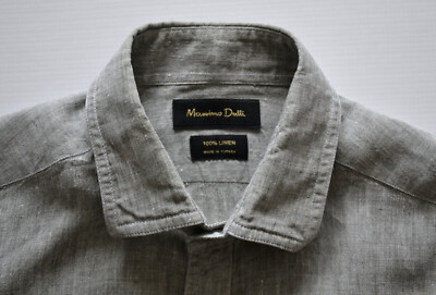 MASSIMO DUTTI Herren Hemd Men's Shirt Gr. S Kurzarm Short Sleeve Leinen/ Linen