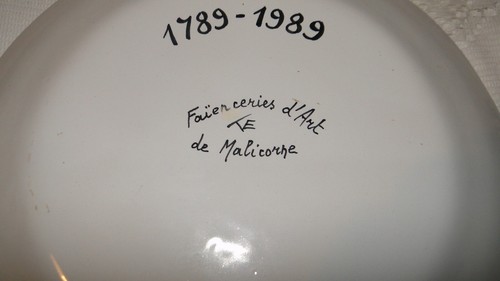 Assiette ancienne décorative décor 1791 Faience de Malicorne LE FAM N23 - Photo 4 sur 5