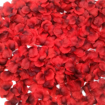 1100PCS Dark-Red Silk Rose Petals for Valentine'S Day, Romantic Night - Scented
