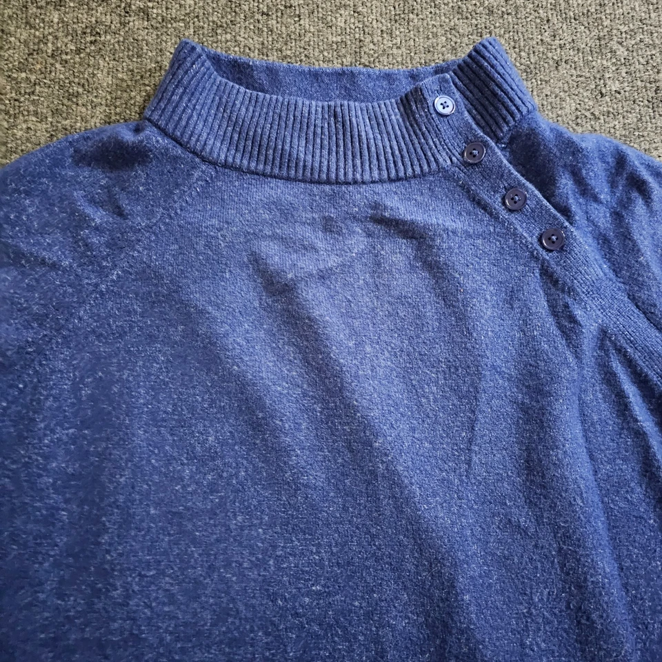 Talbots Sweater Top Womens 2X Blue Turtleneck Buttons 3/4 Sleeve Soft Casual - Image 2 of 4