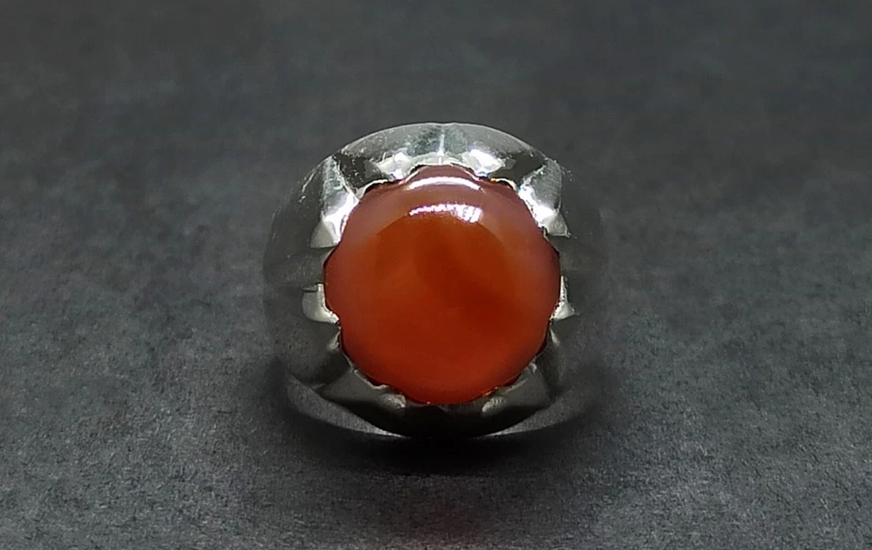 Anillo de plata esterlina 925 cornalina marrón natural hecho a mano Aqeeq para hombre en forma de estrella Foto 3 de 4