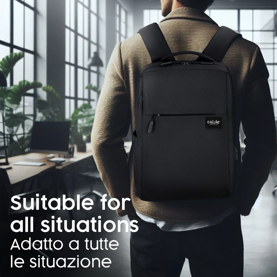 Zaino per PC Portatile 15,6 Pollici, Porta Computer Notebook Laptop fino a 15.6” - Immagine 3 di 4