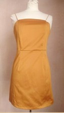 URBAN OUTFITTERS NWT  Mustard Gold Yellow Satin Mini Shift Dress uk size S 