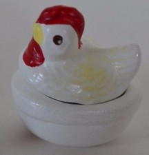 Vintage Hen On Nest Miniature Ceramic Chicken