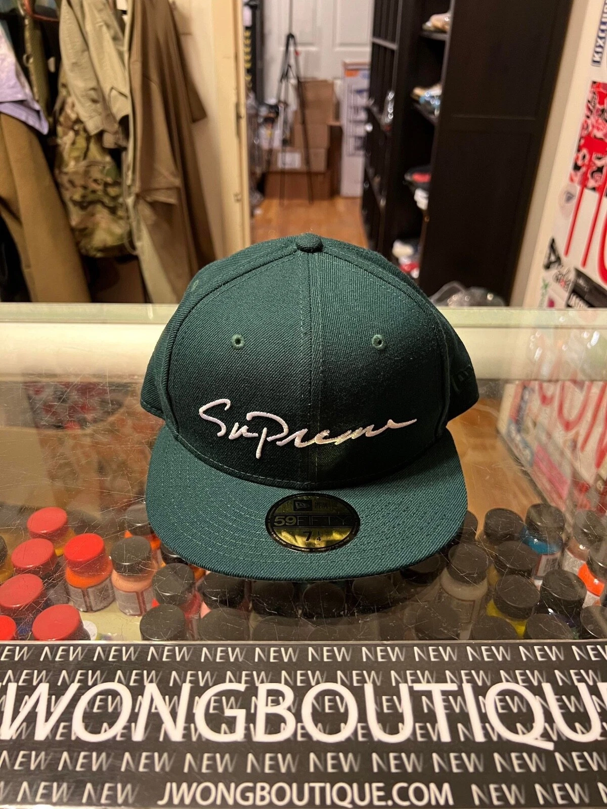 Bonnet Supreme Classic Script New Era 2018 vert foncé taille 7 1/4